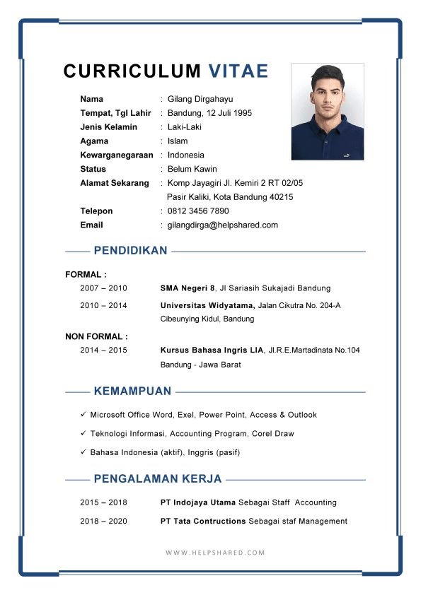 Contoh CV Bahasa Indonesia