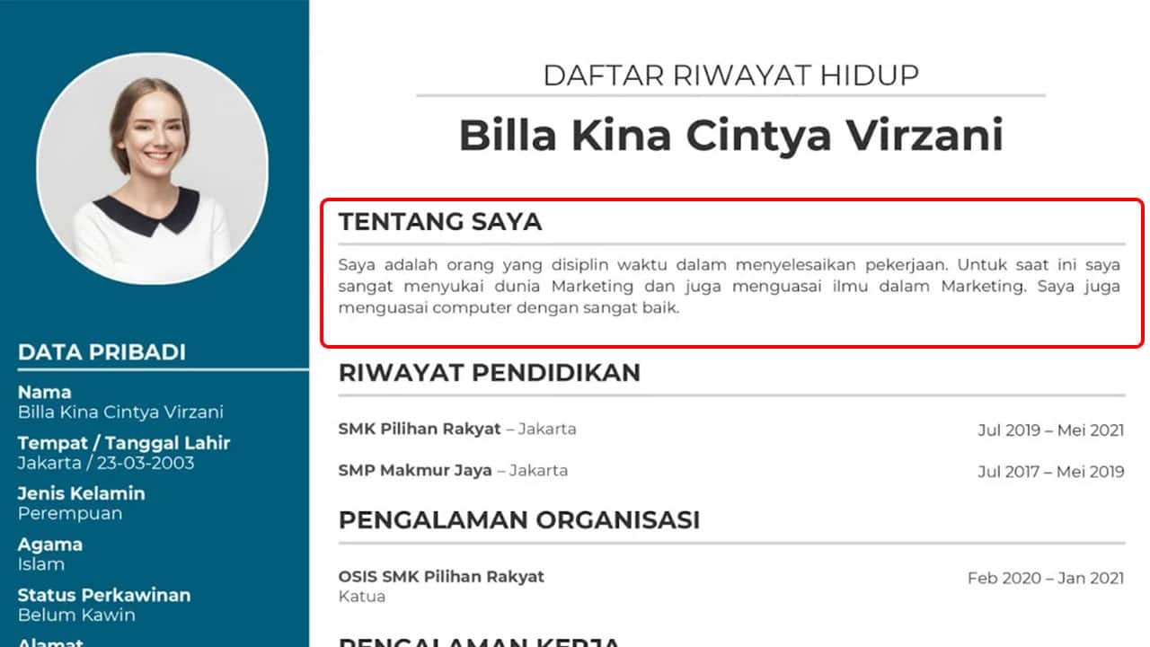 Contoh Deskripsi Diri Di CV Yang Menarik HRD